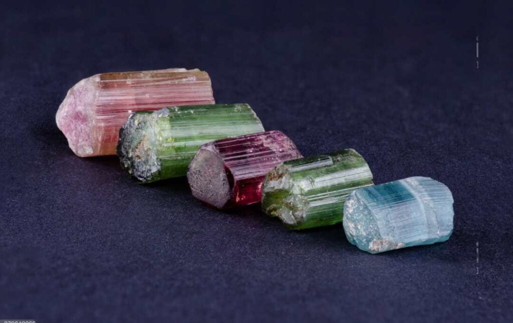 Tourmaline gemstone in different colors